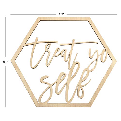 Koyal Wholesale Wood Treat Yo Self Sign, Wedding Display, Party Banner, Event Decorations for Wedding Engagement Bridal Shower Baby Shower Birthday Party (Treat Yo Self)