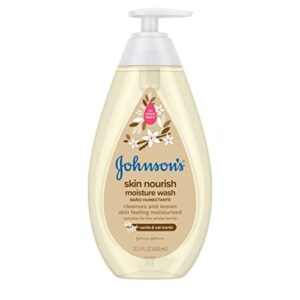 johnson’s skin nourishing moisture baby body wash with vanilla & oat scents, hypoallergenic & tear free baby bath wash, paraben-, dye-, sulfate & phthalate-free, 20.3 fl. oz