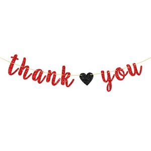 thank you banner – red glitter sign for engaged – wedding – bridal shower bunting thanksgiving photo booth props