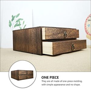 LIFKOME Small Wooden Storage Box with Drawers 2- Layer Shallow Type Drawers Wood Desktop Storage Cabinet Small Wooden Box Organizer for Office Supplies, Sewing Kits and Accessories