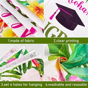 Luau Graduation Decorations Aloha Congrats Class of 2023 Door Cover Personalized Name Senior 2023 Graduation Banner Backdrop for Hawaiian Tropical Grad Themed Party Supplies with A Gift Pen