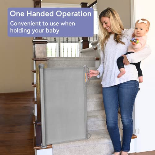 Momcozy Retractable Baby Gate, 33" Tall, Extends up to 55" Wide, Child Safety Baby Gates for Stairs, Doorways, Hallways, Indoor, Outdoor