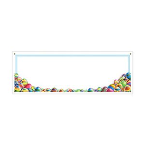 beistle 40552 easter egg hunt sign banner, 5′ x 21″, multicolored