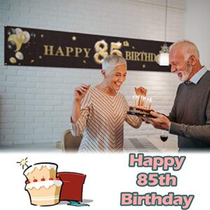 PAKBOOM Happy 85th Birthday Backdrop Black Photo Background Banner Cheers to 85 Years Old Decorations Party Supplies