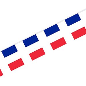 RUIXIA Fabric France Bunting String Flag 5m/16ft Long with 20 Rectangle Flags French Banners Party Decor Patriotic Themed Garland for National Day Wedding Office Home Porch Decoration