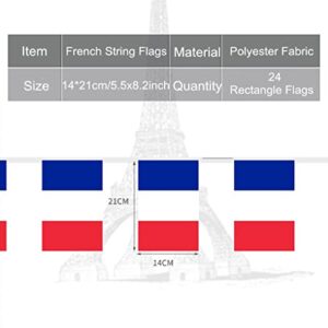 RUIXIA Fabric France Bunting String Flag 5m/16ft Long with 20 Rectangle Flags French Banners Party Decor Patriotic Themed Garland for National Day Wedding Office Home Porch Decoration