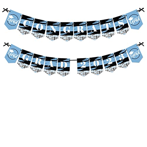 Big Dot of Happiness Light Blue Grad - Best is Yet to Come - Light Blue Graduation Party Bunting Banner - Party Decorations - Congrats Grad 2023