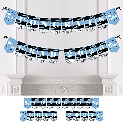 Big Dot of Happiness Light Blue Grad - Best is Yet to Come - Light Blue Graduation Party Bunting Banner - Party Decorations - Congrats Grad 2023