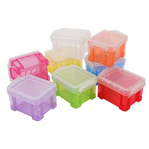 qyang 3.3-inch 8-piece set of 8-color translucent plastic jewelry storage box, small toy storage box, mini desktop storage box, cosmetics storage box.