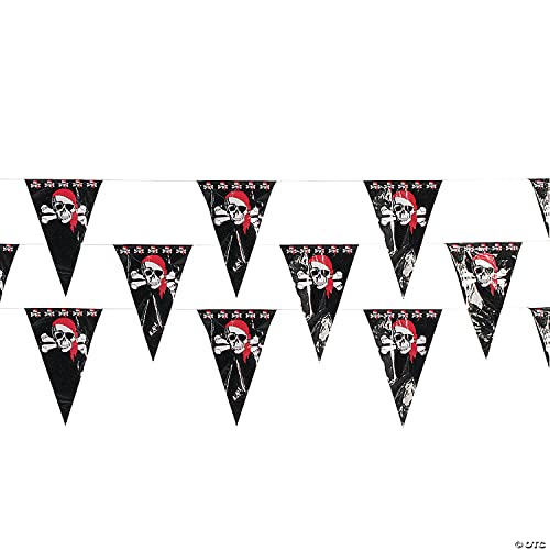 Pirate Banner - Pirate Pennant - 100 ft Jolly Roger Flag - 1 Piece - Pirate Party Decorations - Pirate Decor - Pirate Birthday Party Decorations - Skull Party - Pennants - Hanging Décor