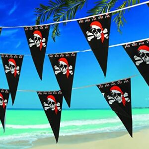 Pirate Banner - Pirate Pennant - 100 ft Jolly Roger Flag - 1 Piece - Pirate Party Decorations - Pirate Decor - Pirate Birthday Party Decorations - Skull Party - Pennants - Hanging Décor