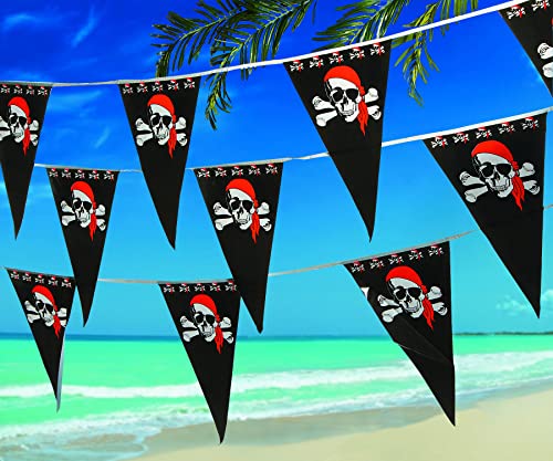 Pirate Banner - Pirate Pennant - 100 ft Jolly Roger Flag - 1 Piece - Pirate Party Decorations - Pirate Decor - Pirate Birthday Party Decorations - Skull Party - Pennants - Hanging Décor