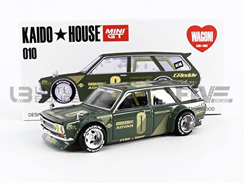 Truescale Miniatures 1971 Datsun 510 Wagon Right Hand Drive Green (Designed by Jun Imai) Kaido House Special 1/64 Diecast Model Car True Scale Miniatures KHMG010