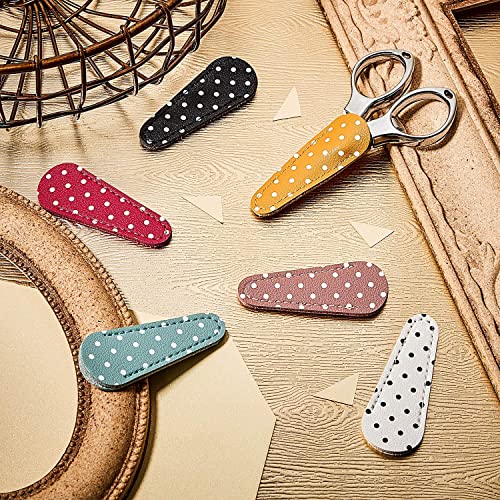 6 Pieces Embroidery Scissors Sheath Polka Dot Scissors Protective Cover Scissors Leather Sheath for Scissors Protection