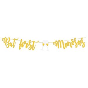 zotemo but first mimosas banner with goblet decor, gold glitter mimosa bar sign for bridal shower baby shower decorations