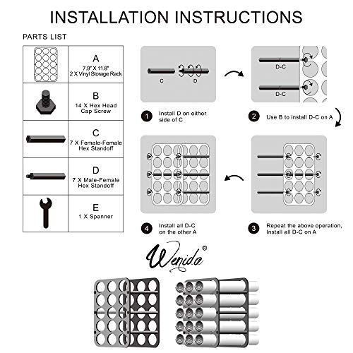 Vinyl Storage Holder Wenida Multiple Holes Large Capacity Acrylic Vinyl Rolls Organizer Tower Rack with Installation Tools for Craft Room