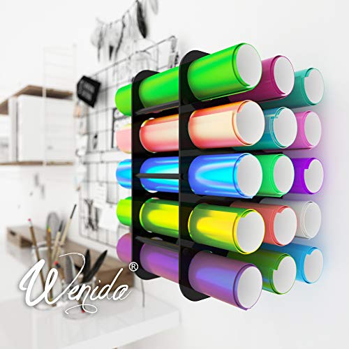 Vinyl Storage Holder Wenida Multiple Holes Large Capacity Acrylic Vinyl Rolls Organizer Tower Rack with Installation Tools for Craft Room