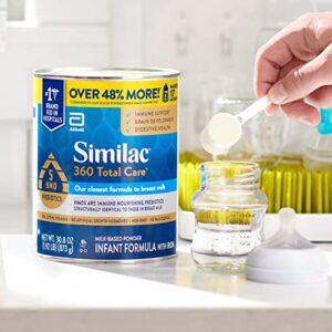 Similac 360 Total Care Infant Formula with 5 HMO Prebiotics, Our Closest Formula to Breast Milk, Non-GMO, Baby Formula Powder, 30.8-oz Can