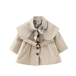 fullgood toddler girl spring autumn windbreaker jacket trench coat khaki-2 2-3 years