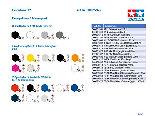 Tamiya 24324 1/24 Subaru BRZ Plastic Model Kit