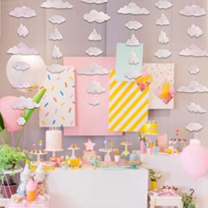 Personality White Cloud Hanging Garland Party Decoration Kit Supply Artificial Paper Cut on Banner DIY Wall Bunting Nursery Children Room Art Stage Ornaments 1st Birthday Baptism Wedding Decor (Pink)