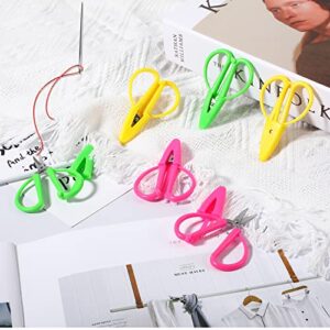 Mini Scissors Thread Tiny Scissors Colorful Travel Scissors Back to School Sewing Small Scissors 2.56 x 1.65 Inch Embroidery Craft Scissors with Cover, 3 Colors (6 Pcs)