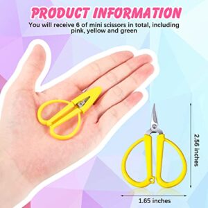 Mini Scissors Thread Tiny Scissors Colorful Travel Scissors Back to School Sewing Small Scissors 2.56 x 1.65 Inch Embroidery Craft Scissors with Cover, 3 Colors (6 Pcs)