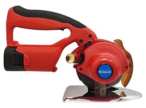 Hercules RK-BAT-100 5-Speed Cordless Electric Rotary Cutter for Cloth, Leather, Natural and Synthetic Fabrics – 4 Inch Single & Multi-Layer Round Knife Cutting Machine