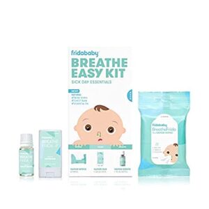 breathe easy kit sick day essentials by fridababy – natural vapor wipes, organic vapor rub + organic vapor drops, white