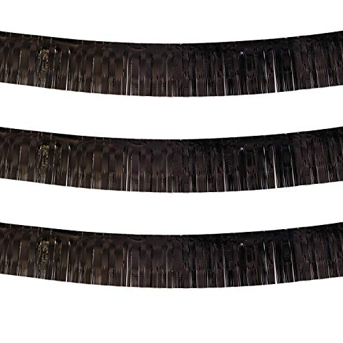 Blukey Black Parade Float Foil Fringe Skirting Decorations- Pack of 3 - Each 10 Feet by 15 Inch, Metallic Tinsel Drapes Garland Party Supplies for Bridal Shower, Bachelorette, Easter Day, Halloween