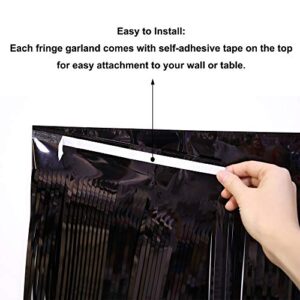 Blukey Black Parade Float Foil Fringe Skirting Decorations- Pack of 3 - Each 10 Feet by 15 Inch, Metallic Tinsel Drapes Garland Party Supplies for Bridal Shower, Bachelorette, Easter Day, Halloween