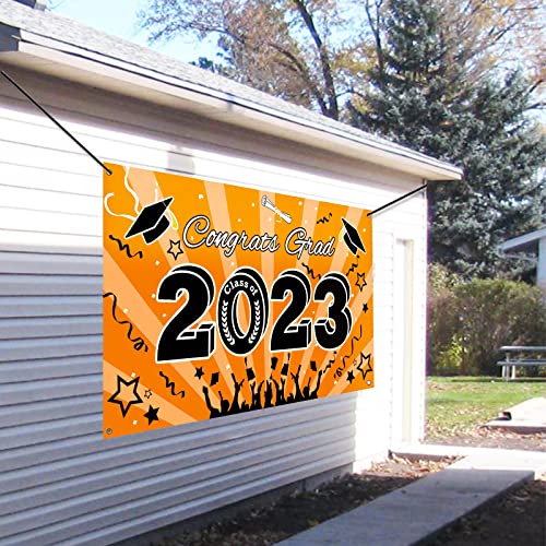 Bunny Chorus Graduation Banner, Class of 2023, Extra Large 71" x 40" Orange Graduation Photo Backdrop, Congrats Grad Banner for Outdoor Indoor Party Supplies