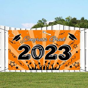 Bunny Chorus Graduation Banner, Class of 2023, Extra Large 71" x 40" Orange Graduation Photo Backdrop, Congrats Grad Banner for Outdoor Indoor Party Supplies