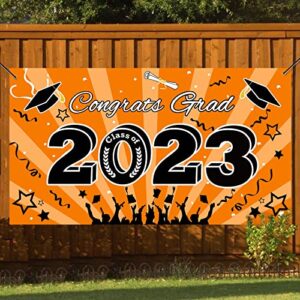 Bunny Chorus Graduation Banner, Class of 2023, Extra Large 71" x 40" Orange Graduation Photo Backdrop, Congrats Grad Banner for Outdoor Indoor Party Supplies