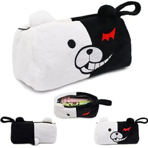 1 pcs newest plush bear large big capacity canvas double zipper anime cartoon animal pen bag pencil case game cosmetic makeup pouch stationery office school supplies holder box organizer gift set