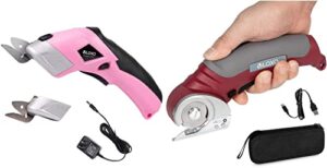 vloxo 3.6v cordless electric scissors with 2 blades & 4.2v rotary fabric cutter