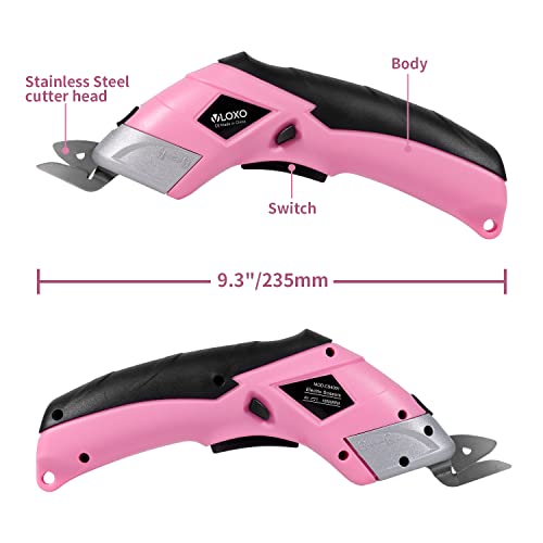 VLOXO 3.6V Cordless Electric Scissors with 2 Blades & 4.2V Rotary Fabric Cutter