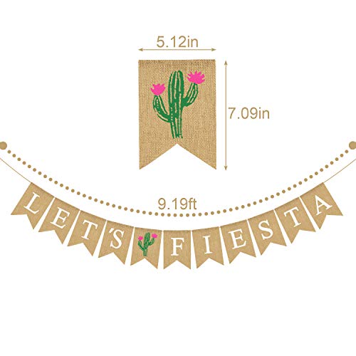 Jute Burlap Let's Fiesta Banner Cinco De Mayo Mexico Theme Birthday Party Baby Shower Garland Decoration