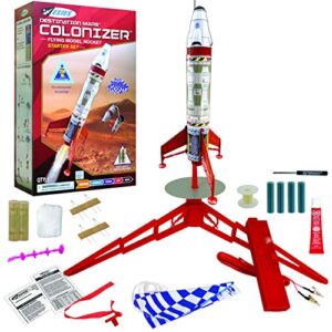 estes destination mars colonizer model rocket starter set – includes rocket kit (beginner skill level), launch pad/ controller, glue, four aa batteries, and two engines