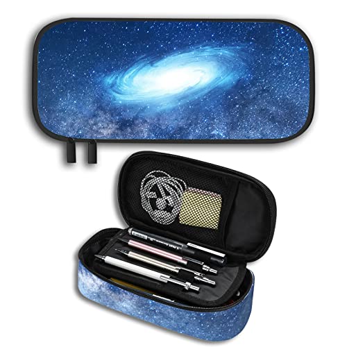 Large Capacity Galaxy Pencil Pen Case for Boys Girls Teen, 3 Compartments Durable Pencil Box with Zipper Organizer Pencil Bag Stationery Pouch Makeup Bag Supplies Office Stuff