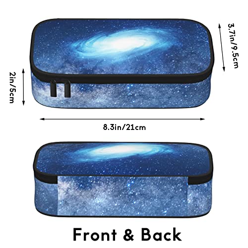 Large Capacity Galaxy Pencil Pen Case for Boys Girls Teen, 3 Compartments Durable Pencil Box with Zipper Organizer Pencil Bag Stationery Pouch Makeup Bag Supplies Office Stuff