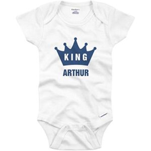 funny king baby arthur crown onesie: baby onesie white