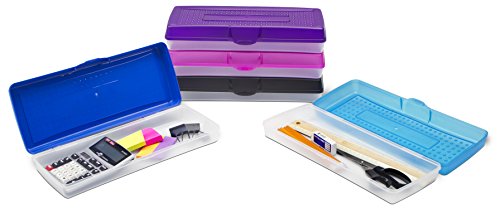 Storex Stretch Pencil Box, 5.6 x 13.4 x 2.52 Inches, Assorted Colors, Color Assortment Will Vary, Case of 12 (61620U12C)