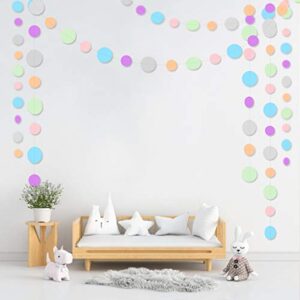 52Ft Circle Dot Paper Garland Pastel Party Bunting Banner Streamers Backdrop Hanging Decorations for Baby Shower Kids Girls First Birthday Unicorn Theme Party Holiday Nursery Home Decor (Macaron)