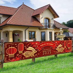 chinese new year banner year of the rabbit spring festival banner decorations – new year 2023 chinese holiday eve indoor outdoor garden party decor