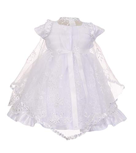 Gigi's Classy Kids Baby Girls White Baptism Dedication Dress Headband Virgin Mary Guadalupe Bautizo (6-12 Months)