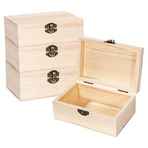 unfinished wood box, dedoot 4 pack 5.9×2.93×2.55 inches small wood craft box with locking clasp rectangle wood gift box organizer for jewelry artist tool and brush storage box