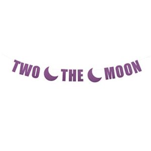 two the moon banner – 2nd birthday celebration decorations | 2 the moon party banner decor| second birthday garland sign (purple orchid glitter)