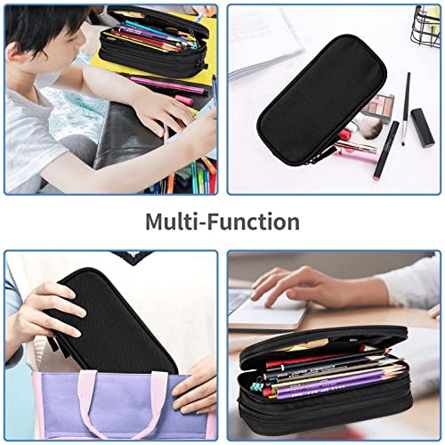 Gesey-R4T White Yellow Daisy Flower Black Pen Pencil Case Bag Big Capacity Multifunction Storage Pouch Organizer with Zipper Office University for Girls Boy