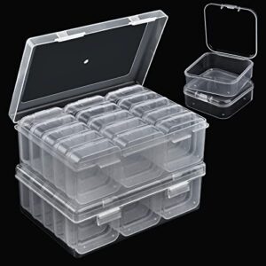 jutieuo 15 pieces small clear plastic beads storage containers box with hinged lid – 1 pack large organizer box – small items crafts jewelry storage boxes with labels